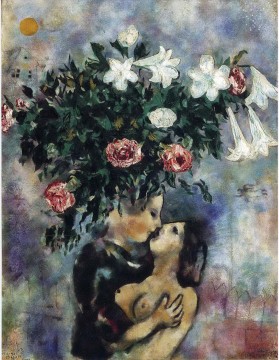 Marc Chagall Werke - Liebhaber unter Lilien Zeitgenosse Marc Chagall